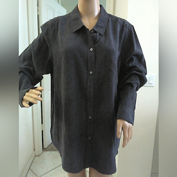 Rails SILK Women's Snake Print Black & Grey  Button Shirt Sz. XXL (Kate Cobra) - Picture 1 of 12